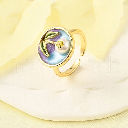 Brass Enamel Cuff Rings RJEW-K291-02G-02-1