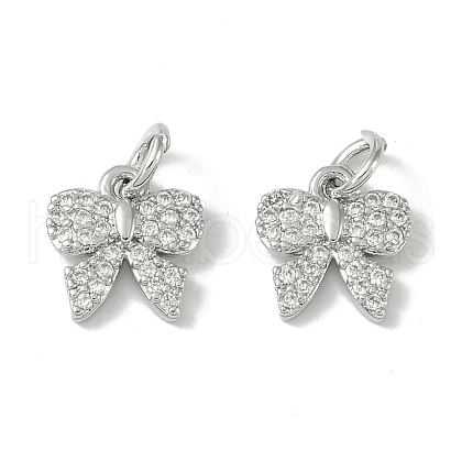 Brass Micro Pave Clear Cubic Zirconia Pendants KK-S367-12B-1
