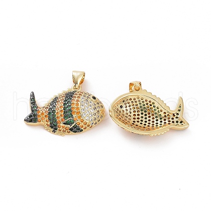 Brass Micro Pave Clear Cubic Zirconia Pendants ZIRC-F135-03G-03-1