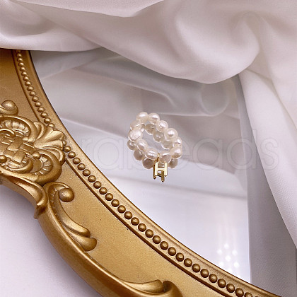 Mother's Day Jewellery Natural Freshwater Pearl Beaded Finger Rings WG7CD33-02-1