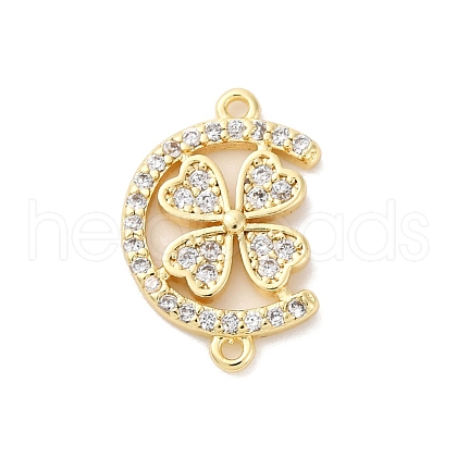 Brass Micro Pave Clear Cubic Zirconia Links Connector Charms KK-K406-01C-G-1