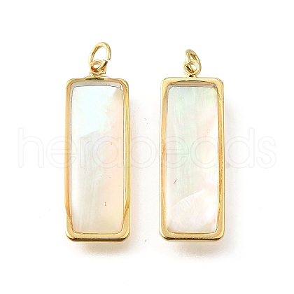Natural White Shell & Epoxy Resin Pendants KK-E794-02G-08-1