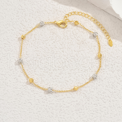Summer Brass Crystal Rhinestone Geometric Round Bead Link Chain Anklets PK4515-1
