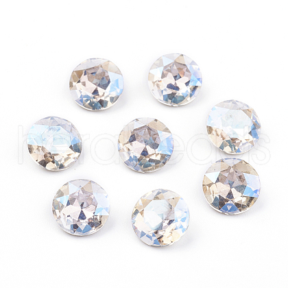 Pointed Back & Back Plated Glass Rhinestone Cabochons RGLA-J012-8mm-001MO-1
