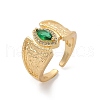 Brass Micro Pave Cubic Zirconia Cuff Rings for Women RJEW-U041-19G-4