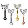 304 Stainless Steel Micro Pave Clear Cubic Zirconia Heart Curved Barbell Cartilage Earrings WGF9CBE-01-2