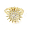 Daisy Rotatable Open Cuff Rings for Women RJEW-S402-05G-3