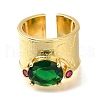 Rack Plating Brass Micro Pave Cubic Zirconia Open Cuff Rings for Women RJEW-M022-29G-1