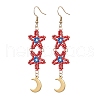 Star Glass Seed Beaded Dangle Earrings for Women EJEW-MZ00206-02-1