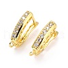 Brass Micro Pave Clear Cubic Zirconia Hoop Earring Findings with Latch Back Closure ZIRC-D120-03G-1