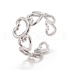 Non-Tarnish 304 Stainless Steel Heart Wrap Open Cuff Ring for Women RJEW-A005-31P-2