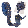 5 Yards Polyester 3D Star Gold Stamping Ribbon OCOR-TAC0023-14D-3