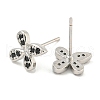 Rack Plating Brass Micro Pave Clear Cubic Zirconia Stud Earrings EJEW-N055-02P-05-RS-2
