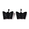 Natural Obsidian Carved Butterfly Pendants G-N342-01A-2