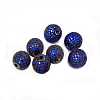 CZ Brass Micro Pave Grade AAA Blue Color Cubic Zirconia Round Beads KK-O065-12mm-03B-NR-2
