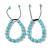 10mm Round Natural Crackle Turquoise  Braided Bead Bracelets BJEW-C067-01C-10-1