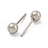 304 Stainless Steel with 201 Stainless Steel Smooth Round Ball Stud Earring Findings STAS-O004-08C-P-2