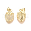 Brass Micro Pave Clear Cubic Zirconia Pendants ZIRC-D119-02G-2