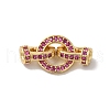 Rack Plating Brass Micro Pave Orchid Cubic Zirconia Fold Over Clasps KK-A222-04B-G-1
