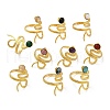 316 Stainless Steel with Natural Mixed Gemstone Cuff Rings RJEW-Z098-01G-07-4