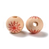 Printed Wood European Beads WOOD-Z002-08H-2