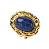 Oval Natural Lapis Lazuli Finger Rings RJEW-M063-01G-17-4