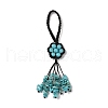 Flower Synthetic Turquoise Gemstone Braided Thread Pendant Decorations HJEW-K046-04G-2