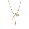 304 Stainless Steel Bowknot Pendant Snake Chain Necklaces for Women NJEW-U031-13G-3
