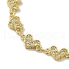 Rack Plating Brass Micro Pave Cubic Zirconia Heart Link Chain Bracelets for Women BJEW-P323-09G-03-2