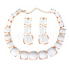 Alloy & Resin Square Link Chain Necklace & Stud Dangle Earrings FS-WG08E56-02-2