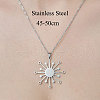 201 Stainless Steel Hollow Sun Pendant Necklace NJEW-OY002-23-3