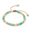 Adjustable Colorful 6.5mm Round Imitation Jade Glass & Brass Braided Bead Bracelets for Women BJEW-JB10697-1