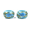 Flower Printed Opaque Acrylic Rondelle Beads SACR-S305-27-E02-2