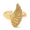 Fan Brass Micro Pave Clear Cubic Zirconia Open Cuff Rings RJEW-U008-26G-2