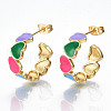 Brass Enamel Stud Earrings EJEW-T014-04G-NF-1