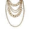 Punk Alloy & Aluminum Cuban Link Chain Multi Layered Necklaces for Women FS-WG4574A-01-2