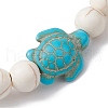 Round & Turtle Dyed Synthetic Turquoise & Magnesite Beaded Stretch Bracelets for Women BJEW-JB10936-01-4