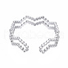 Non-Tarnish 304 Stainless Steel Wave Wrap Open Cuff Ring RJEW-T023-66P-2