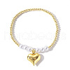 Brass & Imitation Pearl Beads Stretch Bracelets BC8893-2