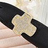 Brass Micro Pave Clear Cubic Zirconia Open Cuff Rings for Women RJEW-R011-03G-01-2