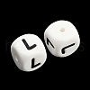 20Pcs White Cube Letter Silicone Beads 12x12x12mm Square Dice Alphabet Beads with 2mm Hole Spacer Loose Letter Beads for Bracelet Necklace Jewelry Making JX432L-2