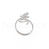 304 Stainless Steel Snake Wide Open Cuff Ring for Women RJEW-S405-160P-2