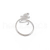 Non-Tarnish 304 Stainless Steel Snake Wide Open Cuff Ring for Women RJEW-S405-160P-2