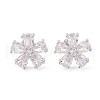 Rack Plating Brass Micro Pave Cubic Zirconia Stud Earrings EJEW-I304-07P-09-1