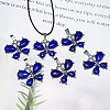 Butterfly Alloy Pave Natural Lapis Lazuli Pendant Imitation Leather Cord Necklaces FS-WG1163A-11-1
