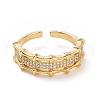 Clear Cubic Zirconia Bamboo Open Cuff Ring RJEW-I093-02G-2