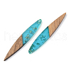 Transparent Resin & Walnut Wood Pendants X-RESI-S389-015A-B03-2