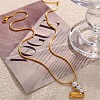 304 Stainless Steel & Glass Pearl Heart Pendant Necklaces for Women NJEW-U045-05G-1
