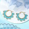 304 Stainless Steel Glass Seed Beads Hoop Earrings EJEW-MZ00337-02-1