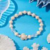 Synthetic Turquoise & Wood & Glass Beaded Stretch Bracelets for Women BJEW-JB11126-01-2